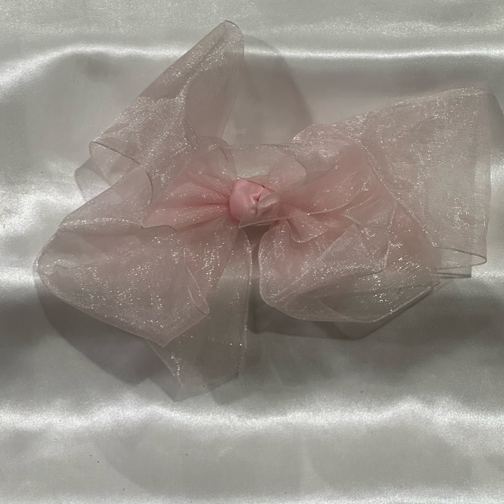 Sheer Pale Pink Organza Statement Bow - bundle 2+ and save on shipping.